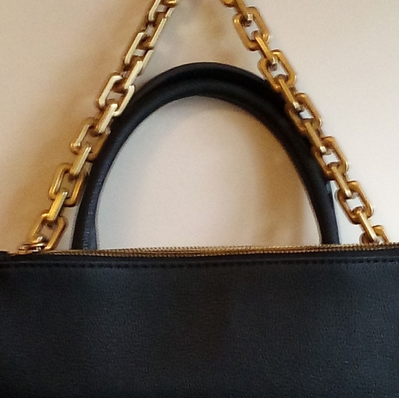 Guess Bags Vintage Guess Black Purse With Gold Chunky Chain Two Handles